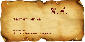 Mahrer Anna névjegykártya